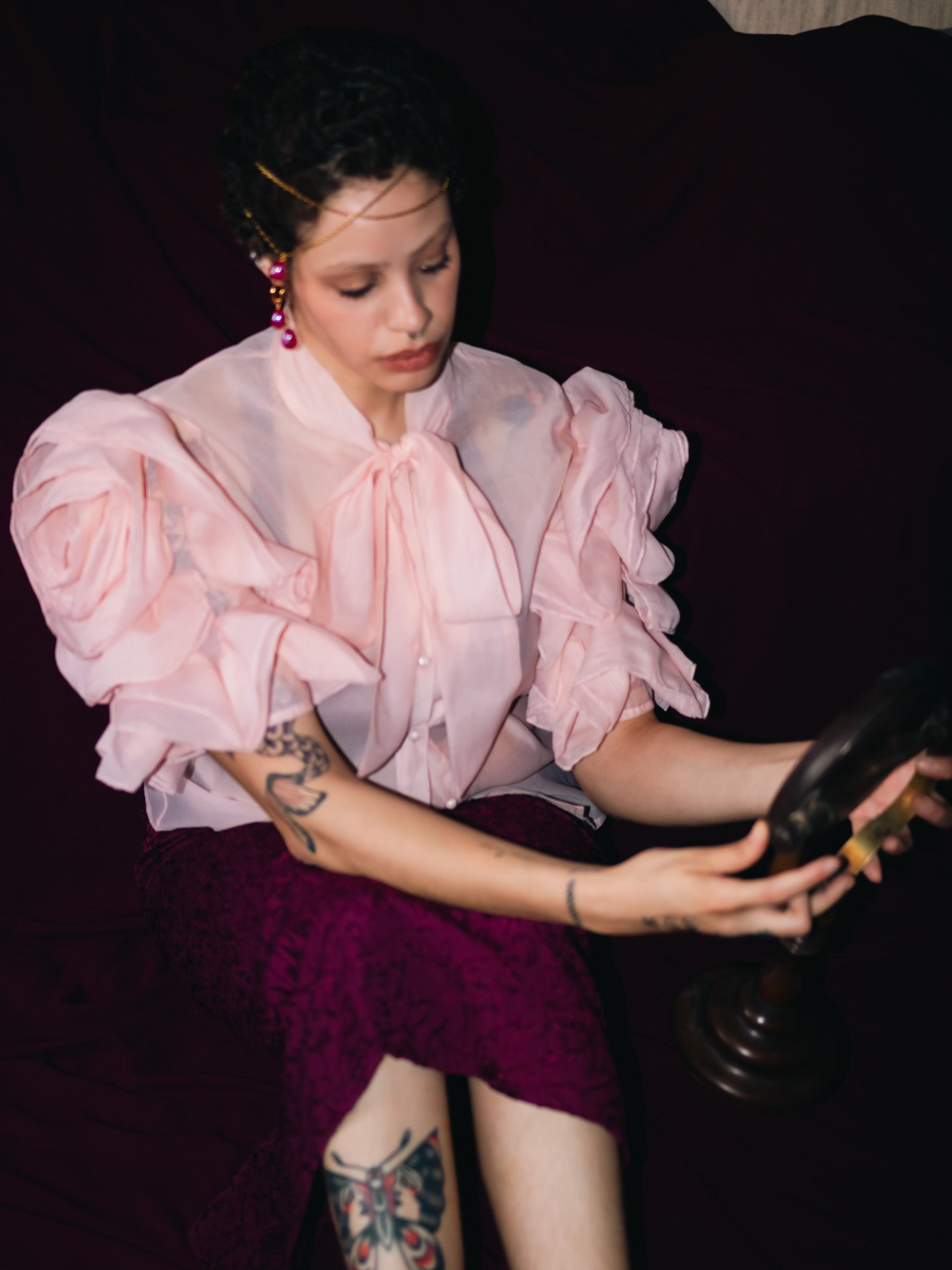 Blusa Vintage Mangas Bufantes