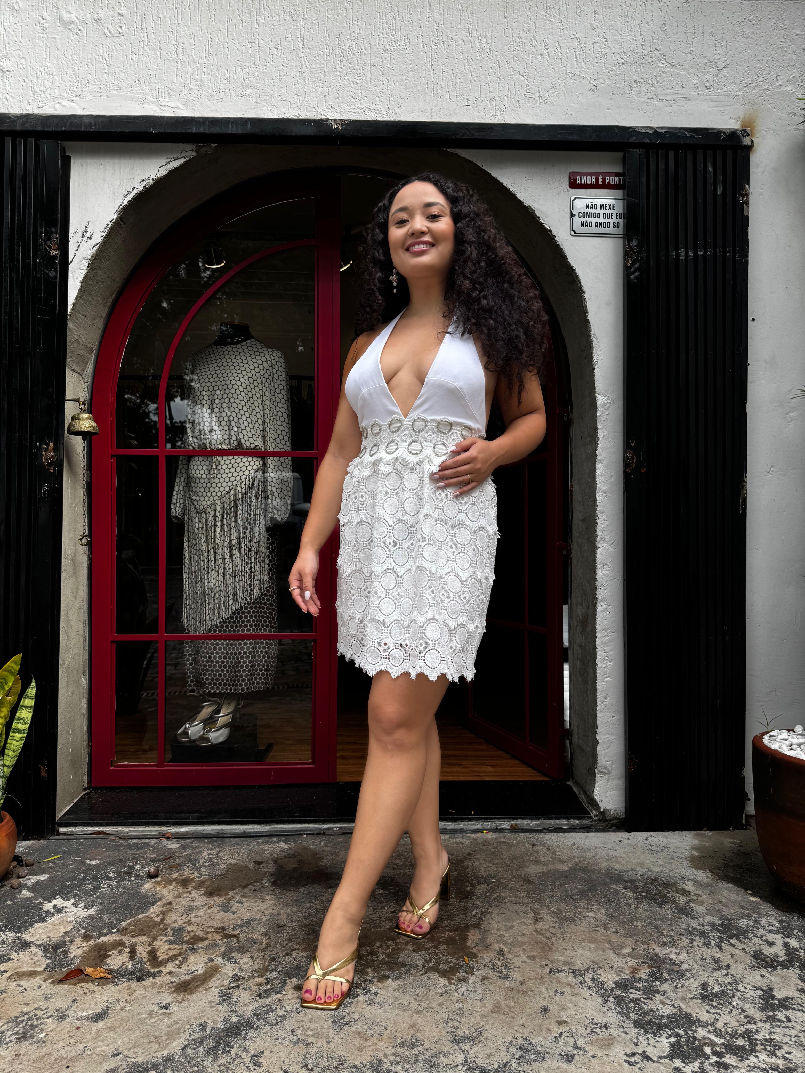 Vestido curto Bordado Animale