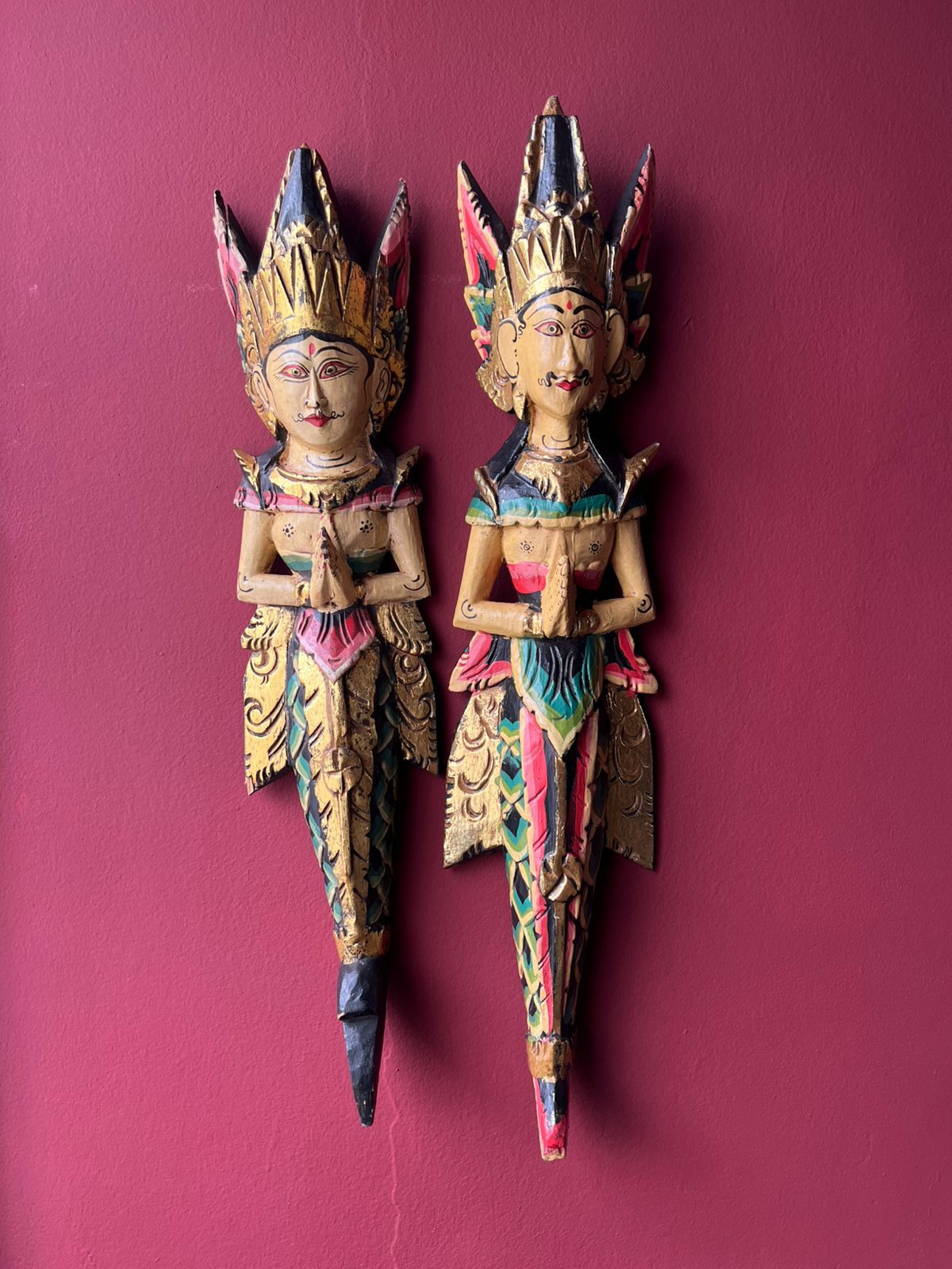 Esculturas madeira Rama Sita - par -